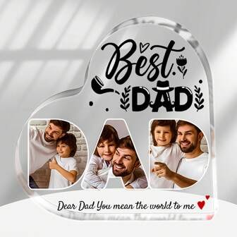 1pc Custom Heart Shaped Acrylic Plaque With Photo – Personalized Dad, Mom, Grandma & Grandpa Gift For Father's Day, Birthday & Anniversary – Perfect Desk, Room & Office Decor – Unique Creative, Feather-Free & No Power Required,Multi-Functional, Ornamental,Reusable,Exquisite,Stylish,High-Quality,Colorful,Modern,Custom,Personalized,Unique,Ideal Gifts For Him,Ideal Gifts For Her,Boyfriend,Dad,Girlfriend,Mom,Family,Friends,Tea Room,Home,Garden,Office,For Anniversaries,For Valentine's Day,For Mother's Day,For Birthdays,For Father's Day,For Graduation,For Weddings,For Housewarming,Home Decor,Home Décor