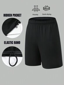 1pc Spring And Summer Quick Dry Men's Sports Shorts Loose Fit Breathable Wicking Gym Basketball Training Shorts With Pockets And Drawstrings Suitable For Running And Exercise - Black - View 8
