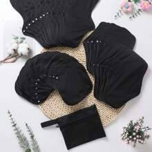 Different Size Solid Black Cloth Pads For Girl Overnight Reusable Heavy Flow Pads