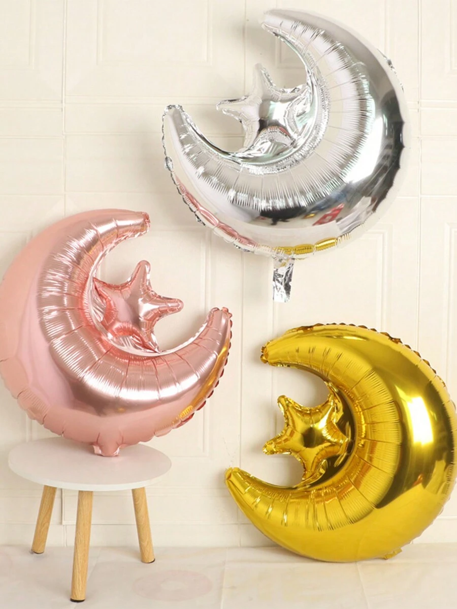 3 quả bóng bay hình trăng sao 24 inch, trang trí tiệc lễ hội Hồi giáo, màu vàng, bạc, vàng hồng. - Nhiều màu - Xem 1