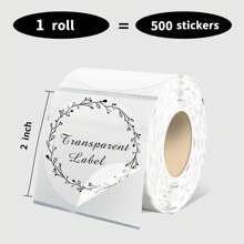 Transparent Circle Thermal Label Stickers 2 Inch Round Printable Clear Stickers, Self-Adhesive Thermal Labels Roll For Decor, Home Storage, Thanks Card, Gift Box, Custom Logo Design