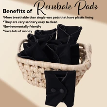 Different Size Solid Black Cloth Pads For Girl Overnight Reusable Heavy Flow Pads