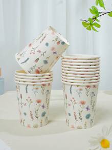 10/25/50, 9-Ounce Paper Cups, Fresh Floral Theme, Disposable Bathroom Cups, Mouthwash Cups, Paper Sample Cups, Disposable Drinking Cups, Party, Home And Office Paper Cups, Reception Guests, Friends, Disposable Espresso Cups, Water, Juice, Candy And Snack Cups, New Mom Bath, New Year Gifts, Suitable For Various Holidays - Multicolor - View 3