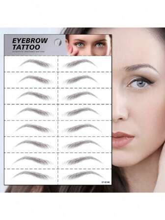 1 件 6D 眉毛纹身贴纸，防水模拟微刀片半永久眉毛纹身