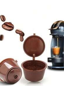1/3/5PCS Brown Reusable Coffee Capsule Mug, Compatible With Refillable, Refill Coffee Accessories, Coffee Filter, Plastic Cups, And Compatible Stainless Steel Enjoy Coffee With Nescafe Machine Coffee Pod Refillable Coffee Filters Reusable Coffee Capsule Holder Coffee Capsules Back To School - Multicolor - View 12