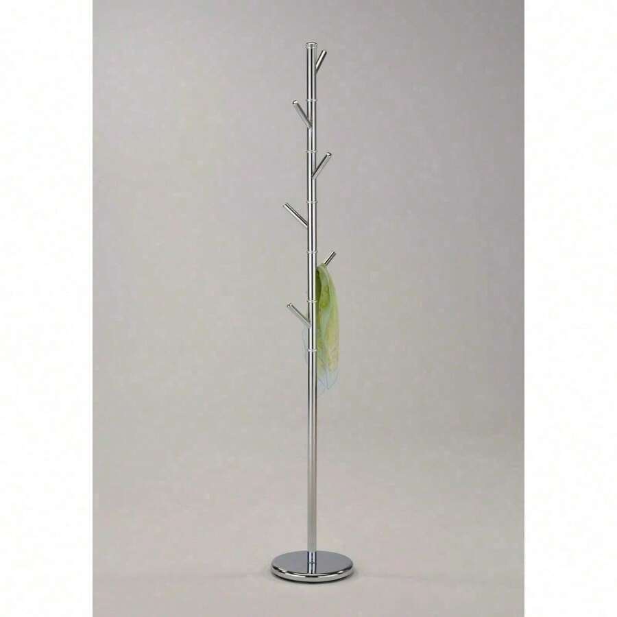 71"X11" Modern Metal Coat Rack In Chrome