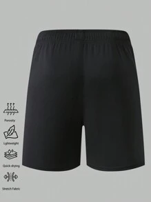 1pc Spring And Summer Quick Dry Men's Sports Shorts Loose Fit Breathable Wicking Gym Basketball Training Shorts With Pockets And Drawstrings Suitable For Running And Exercise - Black - View 4