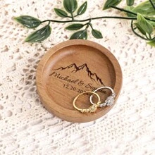 Valentine's Day Gift For Her,Valentines Decorations(For Home), Valentine's Day Decor,Gift For Girlfriend,Gift For Wife,Personalized Wooden Ring Dish, Custom Round Wood Ring Dish, Engagement Ring Holder, Wedding Gift For Couple, Round Jewelry Tray