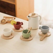 10pc Baby Coffee Machine Toy Wooden Products Coffee Machine Kitchen Set Model Children's Game Simulation Coffee Cake Pretending Toy Children's Afternoon Tea Toy - Suitable As Children's Birthday Gift, Halloween Gift, Christmas Gift - Wooden Afternoon Tea Sets - View 8