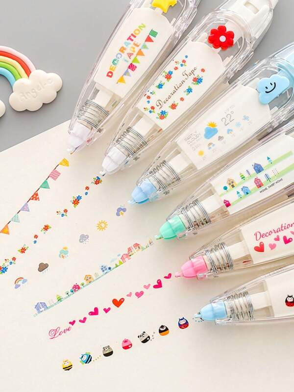 1 pieza/3 piezas/4 piezas Variedad de opciones de patrones lindos y vívidos que representan el arte de la vida, bolígrafos con decoración de encaje que te llevan al mundo refinado del diario. ¡Cada trazo es un estado de ánimo, cada dibujo es una historia, registra tus momentos únicos! Cintas decorativas de marcador para estudiantes, esencial de papelería para volver a la escuela. Puede usarse como regalo de papelería para estudiantes que vuelven a la escuela.