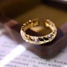 Sterling Silver Arrow-Set Diamond Open-Feel Retro Niche Ring - Open Ring - View 6