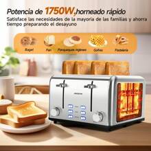 Aigostar 4 Slice Stainless Steel Toaster 1750w Silver - Silver - View 6