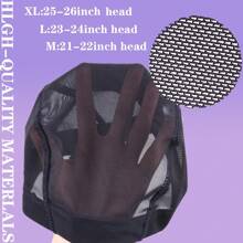 制作假发用的假发帽 1-6 件 女士圆顶网状蕾丝前假发帽（黑色）