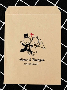 Personalized Paper Bags-Groom/Bride Pattern,Custom Names Wedding/Bride Shower Gift Bags,Set Of 25/50/100