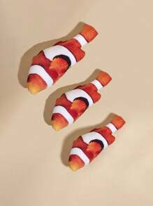 1pc Plush Realistic Clownfish Pet Toy, Suitable For Cats And Dogs, For Chewing, Playing And Relieving Boredom