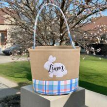 Custom Embroidered Name Easter Basket, 5pcs Striped Egg Decor Easter Bucket,Boho Vibes,Multi-Functional, ,Anti-Mold,Ornamental,Reusable,Exquisite,Stylish,High-Quality,Adorable,Modern,Custom,Unique,Personalized,Ideal Gifts For Him,Ideal Gifts For Her,Her,Boyfriend,Girlfriend,Dad,Mom,Family,Friends,Son,Daughter,Kids,Kitchen,Dining Room,Bedroom,Office,Living Room,Home,Garden,Tea Room