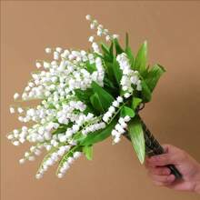 10 peças de flores artificiais de lírio do vale - decoração de plástico para casa adequada para todas as estações, ótima para o dia dos namorados, Páscoa, Ação de Graças - aplicável para vários tipos de quartos, arco de casamento e decoração de mesa, adereços de fotografia, buquê de noiva sem recipiente