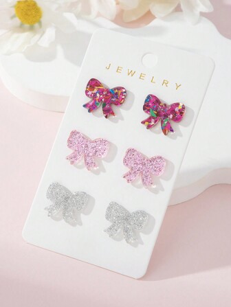 3pcs/Set Elegant Colorful Bowknot Design Women Jewelry Set, Gifts For Female Friends On Valentine's Day,Mom,Mother,Mother's Day,Gift