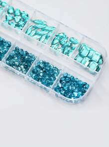 湖藍色 K9 水鑽，圓形/方形，6 面平底，適用於美甲 DIY、珠寶手工藝，12 種尺寸可選，美甲用品、美甲裝飾、美甲寶石美甲飾品 - 淺藍色 - 查看 6