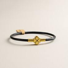 BLKSMTH BLKSMTH 18K Gold Plated Leather Style Lucky Four-Leaf Clover Bracelet For Women