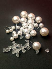 24pcs/Set Faux Pearl Stud Earrings, Simple And Fashionable Everyday Accessory For Women