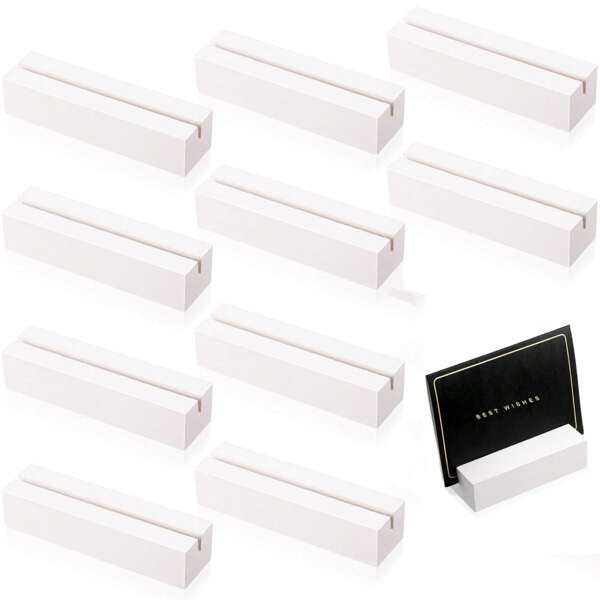 8 Pcs Wood Place Card Holders Table Number Holders Stands, Wood Table Number Stands Wood Name Card Holders, Small Table Sign Holders Display Rustic Wooden Card Holder For Wedding, Retail Shop, Parties, Anniversaries, Decoration, Events