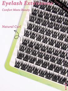 Pestañas postizas naturales con gran capacidad de 200 racimos con rizado D, de 12 mm de largo, densas y cruzadas, para hacer DIY