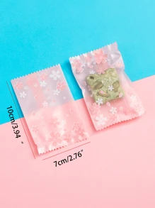 35/50/100pcs Pink Cherry Blossom Sachet For Valentine's Day,Multi-Size Sakura Pink Cherry Flower Frosted Self-Adhesive Cellophane Bags, Self Seal Biscuits Packing Plastic Baker's Bags, Snow Crisp Bag, Machine Sealing Mooncake Bag, Egg Yolk Crisp Nougat Cookie Bag, Packaging Supplies - Multicolor - View 3