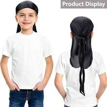 Awegeo 2pcs/Set Kids Durag, Smooth Breathable Pirate Hat, Suitable For Boys & Girls, Outdoor Sports Casual Comfortable Headwrap - 2PCS - View 5