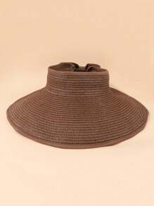 Sun Visor Hats For Women Wide Brim Straw Roll-Up Ponytail Summer Beach Hat UV UPF Packable Foldable Travel Boho - A - View 19