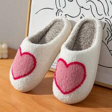 女士可爱心形拖鞋，多种颜色，舒适秋冬季室内拖鞋 - 紅色 - 查看 4