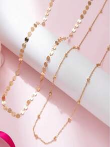 Sequin & Bead Decor Minimalist Chic Waist Chain - Gold - View 3