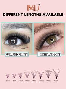 240 st. ögonfransförlängningsbricka, 10D DD 0,07 mm 8-15 mm längd handgjorda minkfransar, mattsvarta Promade lösa fransar, Promade ögonfransförlängning - DD - Visa 5