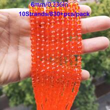 Al por mayor 10 hebras / 830+ piezas Cuentas de cristal brillante de 6 mm / Cuentas para vacaciones / Cuentas de cristal de estilo austriaco / Cuentas de cristal facetadas / Cuentas de cristal de forma redonda de colores para pulseras / collares / tobillos / aretes Haciendo joyas / Cuentas sueltas DIY / Cuentas espaciadoras de cristal / Decoración de boda / Decoración del árbol de Navidad / Decoración navideña / Decoración de la habitación