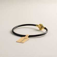 BLKSMTH BLKSMTH 18K Gold Plated Leather Style Lucky Four-Leaf Clover Bracelet For Women