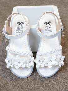 Sandalias para niñas, nuevos zapatos de verano de suela plana con punta abierta, zapatos de princesa de suela suave de moda para niñas pequeñas