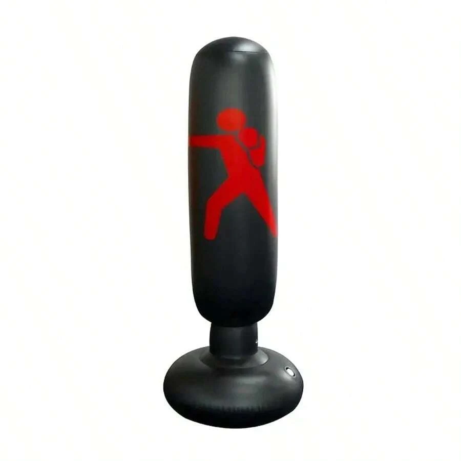 1 Piece Of 1.6m Inflatable Boxing Sandbag, PVC Thickened Taekwondo Training Column, Used For Fitness Exercise And Relaxation - Black - View 1