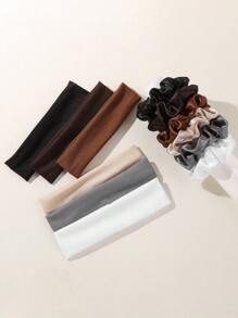 12pcs/Set Solid Color Simple Casual Women Hair Accessories Set, Hair Band + Hair Ties, Suitable For Daily Life, Sports, Yoga