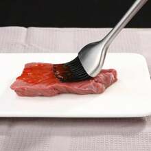 Pinceau à frottis en silicone, pinceau à sauce à l'huile de barbecue, pinceau de cuisine en silicone, pinceau à huile de barbecue, pinceau à pâtisserie à manche en acier inoxydable en silicone, 1 pièce