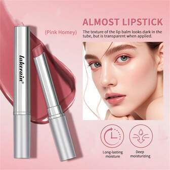Bálsamo labial de miel con tinte rosado, fórmula hidratante y transparente, acabado natural y brillante, bálsamo labial hidratante para labios secos