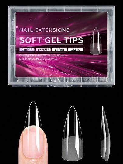 240ชิ้น สติ๊กเกอร์ติดเล็บเจลนิ่ม, สติ๊กเกอร์ติดเล็บแบบกดทับแบบเต็มแผ่นกึ่งด้าน, อัลมอนด์, สี่เหลี่ยม, โลงศพ, เล็บปลอมปลายฝรั่งเศส, ดีไซน์ด้านหน้าบางด้านหลังหนาเพื่อความกระชับ, เจลต่อเล็บแบบถอดได้, อุปกรณ์ทำเล็บแบบกดทับ, เหมาะสำหรับผู้หญิงและเด็กผู้หญิง DIY ทำเล็บ