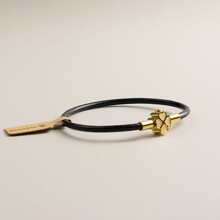 BLKSMTH BLKSMTH 18K Gold Plated Leather Style Lucky Four-Leaf Clover Bracelet For Women