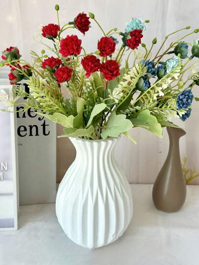 1pc Wit Polypropylene Anti Fall Vase, Nordic Bohemian Moderne Minimalist ative Flower Creative Home Craft Bloemen ation On Dining Table, Desktop, Long Lasting Centrepiece ation, Desktop Wedding Living Room, Bedroom, Fireplace Birthday Graduation Room Glass Vase view 3