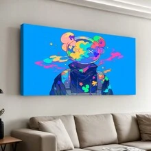 Framed-KAW Graffiti Canvas, Personalized Street Art Poster, Modern Abstract Art, Suitable For Bedroom, Dining Room, Living Room, Office, And Other Home Wall Decorations
