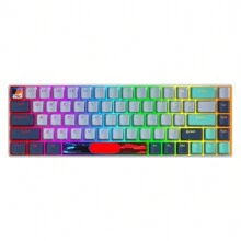 SURMEN Portable 65% Mechanical Gaming Keyboard, 68 Keys Compact Wired Keyboard With Detachable USB Type-C Cable, RGB Backlit, Linear Red Switch American Layout - Shark - View 2