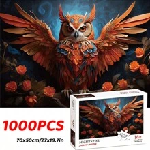 Adults 1000PCS Jigsaw Puzzle Toys For Home Decoration, Colorful Seashell Sea-Stars Artwork Glass Puzzle Tree Of Life Puzzles, 70x50cm Big Size AICG Owl Family White Puzzle Toys Gifts For New Years Valentine's Day