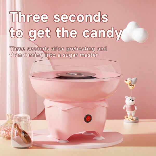 HONGMEI آلة غزل البنات، صانع غزل البنات الصغير مع ملعقة السكر، سهل الاستخدام، آلة غزل البنات محمولة بلون وردي عتيق للاستخدام في أعياد الميلاد والمنزل وحفلات الحزب وكهدية عيد الميلاد