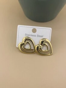 1 par/4 pares de aretes minimalistas con forma de corazón y flor geométrica, aretes mini ligeros y compactos de nicho coreano para mujeres