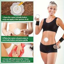 20/100pieces Unscented Self-Adhesive Belly Button Wraps - Water-Soluble, Oil-Free, Disposable Castor Oil Pads For Belly Button Care - White - View 7