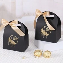 10pcs Moon Flower Mubarak Gift Boxes For Ramadan Kareem Gift Packaging Box Party Favor Boxes With Ribbons, Eid Mubarak - 6.5*10*13cm - View 8